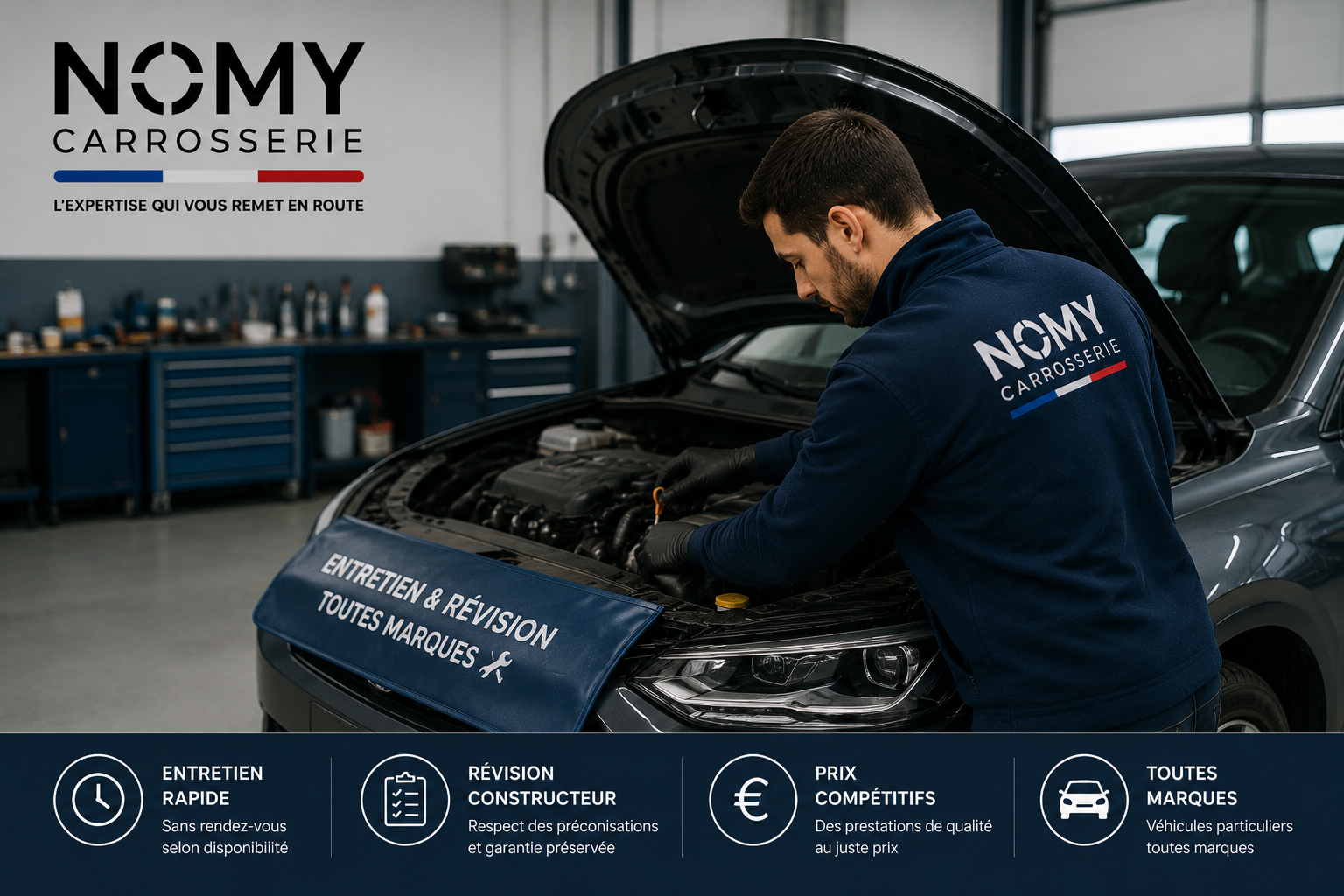 Entretien et révision chez votre carrossier : l'avantage du centre SPEEDY — Carrosserie NOMY (06)
