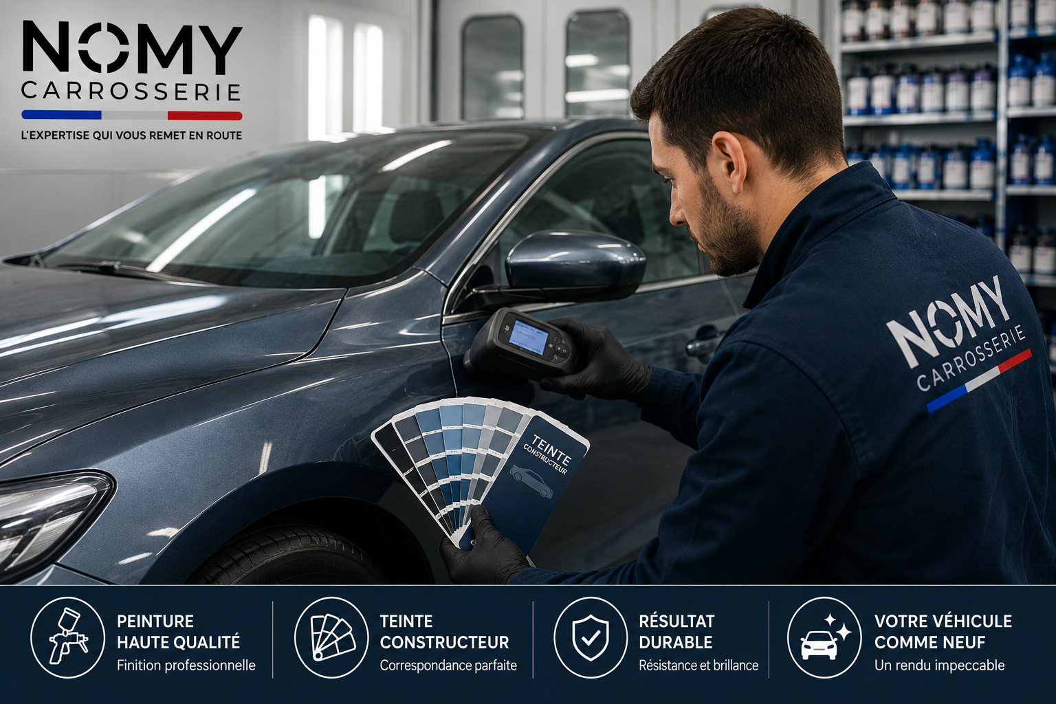 Peinture auto : pourquoi le respect de la teinte constructeur est crucial — Carrosserie NOMY (06)