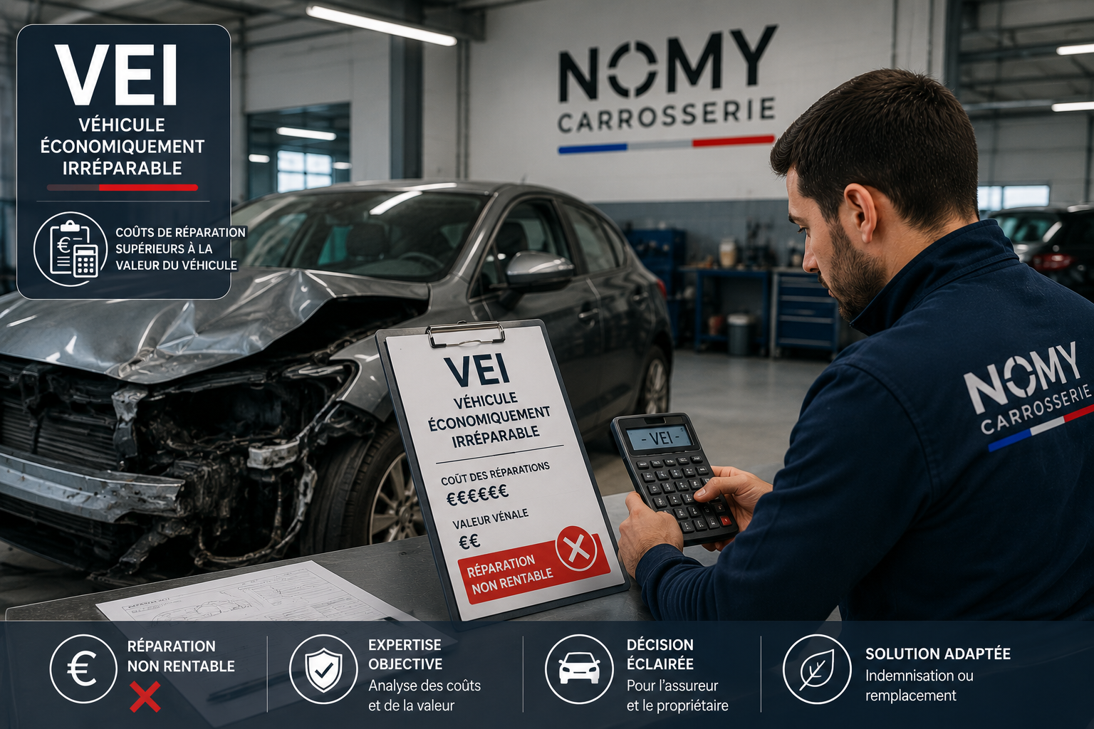 Véhicule Économiquement Irréparable (VEI) : vos options expliquées — Carrosserie NOMY (06)